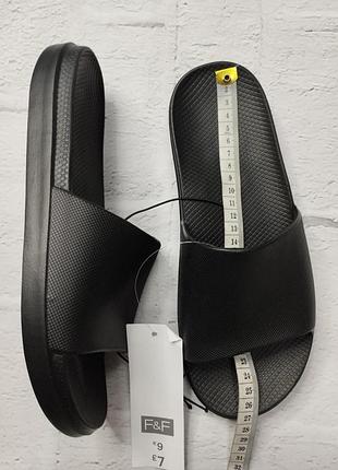 Новые шлепанцы f&f из eva оригинал, черные женские шлепки тапочки, размер 42 (стелька 27 см)
