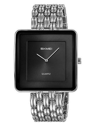 Наручний годинник skmei 2371sibk silver-black класичний унісекс у квадратному корпусі