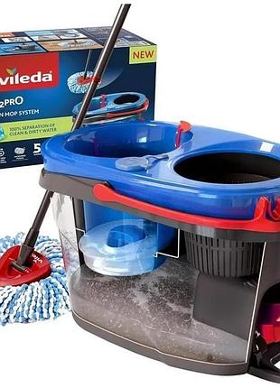 Набор для уборки швабра+ведро vileda h2pro spin mop & bucket system телескопическая ручка чехия