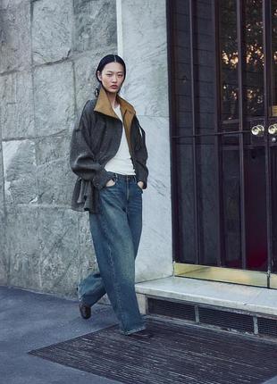 Женская комбинированная серая куртка zara new
