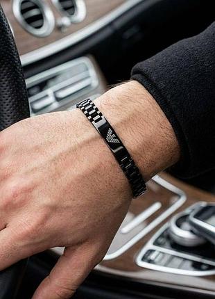 Чоловічий браслет armani, браслет армані на подарунок хлопцю, чоловічий брендовий браслет на руку