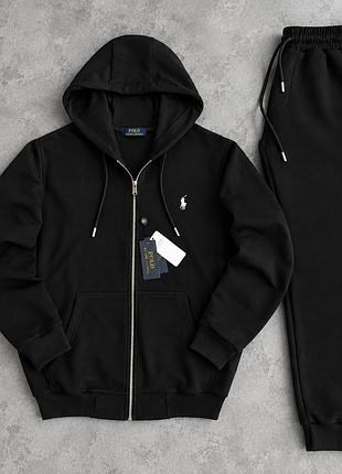 Спортивный костюм polo ralph lauren чёрный, качественный спортивный костюм polo на осень, комплект поло ральф лорен для мужчин s