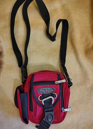 Сумка чоловіча train x style червона текстильна