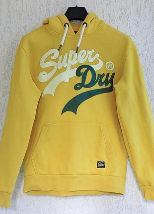 Худи superdry мужское желтое с принтом (оригинал)