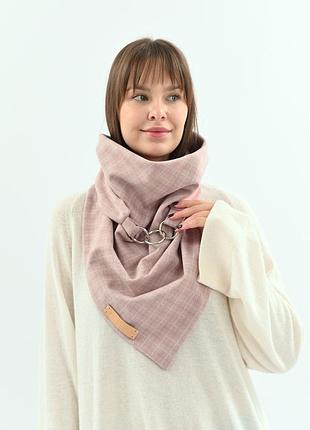 Двосторонній рожевий вовняний шарф "рожева перлина" серія "единбург" my scarf на гудзику