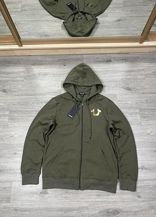 Мужское зип худи true religion city buddha кофта на молнии с капюшоном с принтом хаки оливковое оригинал премиум бренд тру релижн размер m новая