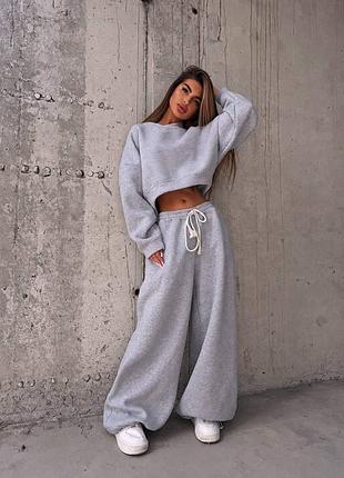 Костюм жіночий утеплений oversize s-l тринитка на флісі мод. 1443