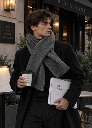 Сірий двосторонній теплий шарф серія "нью йорк" my scarf унісекс