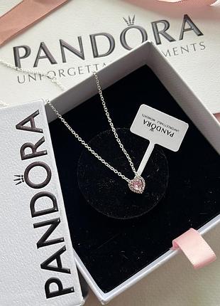Кулон-колье пандора розовое сердце pandora