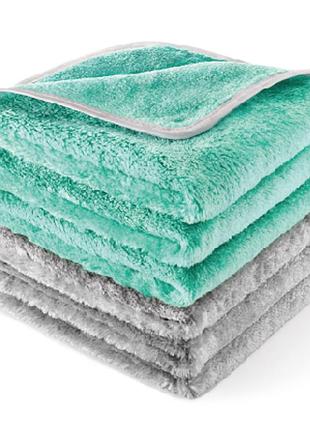 Coral fleece рушник з мікрофібри для сушіння авто 40х40 см 6 шт. сірий+зелений fantasti clean (ftclgshr16163gr3gy)