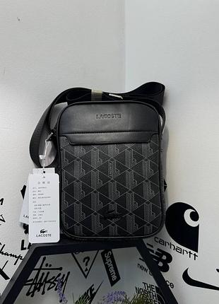 Сумка lacoste чорна монограма квадрат