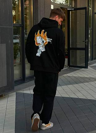 Худі stussy вогонь ззаду чорне