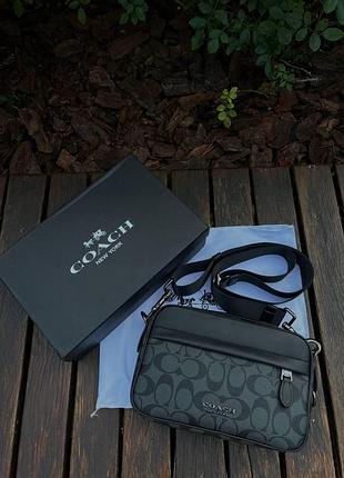 Сумка монограмм серая coach