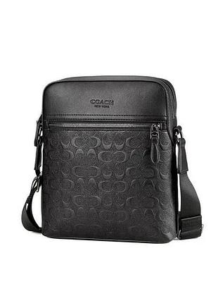 Сумка coach квадрат монограмм черная большая