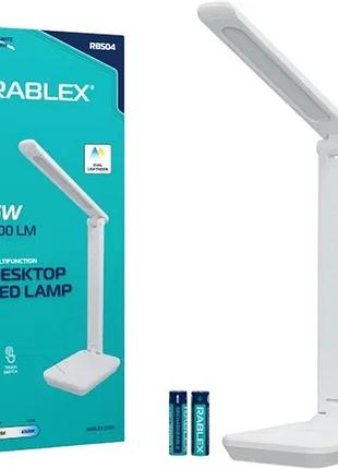 Настольная led лампа аккумуляторная rablex rb504 6w 400lm складная сенсорная 2x18650