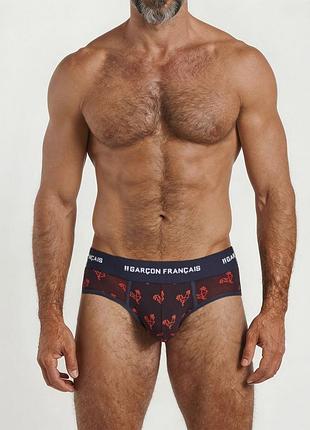 Труси сліпи чоловічі garcon francais slip18 origamirou чоловіча білизна із бавовни xl бордовий з принтом півнів (3701195828130)