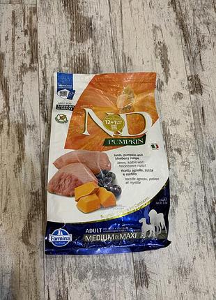 Корм для собак farmina n&d pumpkin adult medium & maxi беззерновий з куркою та чорницею