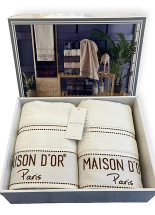 Набор полотенец maison d'or ecru brown махровые 50-100 см, 85-150 см кремовый