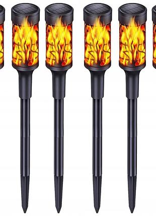 Садовый светильник на солнечной батарее superled torch flame с имитацией пламени, набор 6шт, черный, 5326к