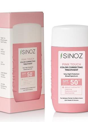 Крем сонцезахисний рідкий для вирівнювання тону sinoz pink touch spf50+ 50 мл