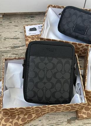 Сумка coach квадрат монограм сіра