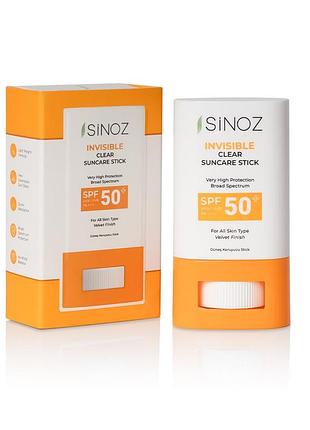 Сток для лица солнцезащитный sinoz invisible clear прозрачный spf50+ 15 г