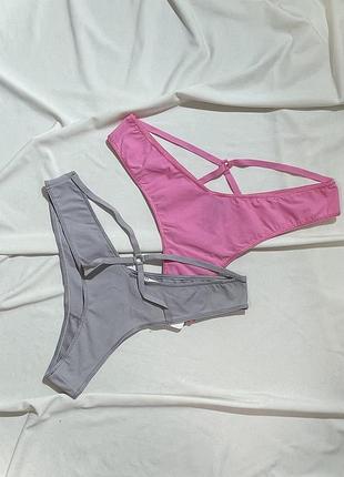 Трусики жіночі tezenis стринги, рожевий, сірий