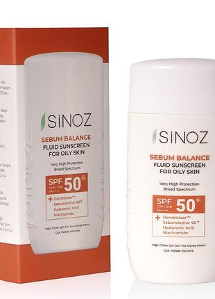 Флюид для лица солнцезащитный sinoz sebum balance для жирной кожи spf50+ 50 мл