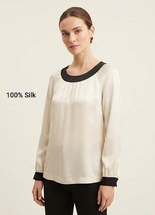 Блуза шовкова 100% шовк молочна silk avant premier m 38 10