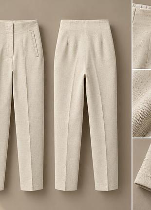 Прямі штани zara з бавовни та льону з високою посадкою | естетика quiet luxury