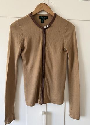 Кардиган ralph lauren з кашеміру, шовку та шкіри