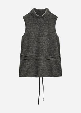 Жилет жіночий zara сіра жилетка з поясом м