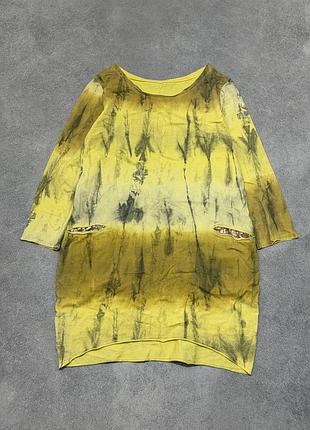 Женское хлопковое платье-туника tie-dye / acid wash с пайетками