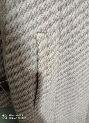 К1. шерстяное итальянское пальто твид нарядное светлое натуральных цветов  шерсть кашемир6 фото