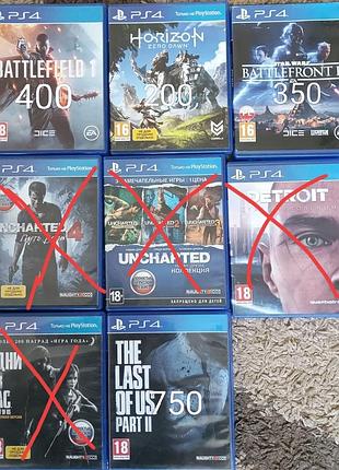Продам диски для playstation 4
battlefield 1 — 400 грн
star wars battlefront ii — 350 грн
horizon zero dawn — 200 грн
the last of us part ii — 750 грн