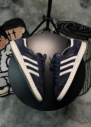 Кросівки adidas hamburg темно-сині замшеві