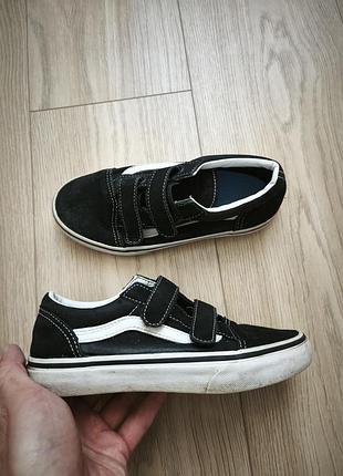 Кеди унісекс vans old skool чорні з білим на липучках