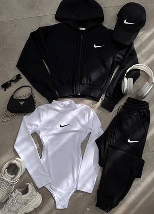 Спортивний костюм трійка з боді nike / жіночий костюм 3 в 1 (зипка, штани, боді)