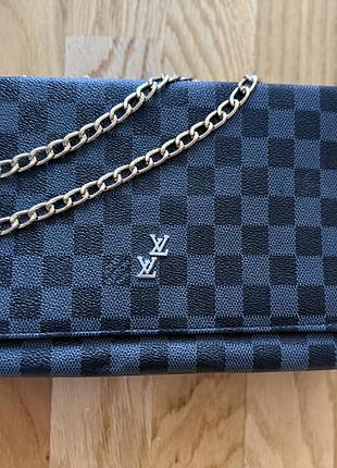 Жіноча сумка-гаманець louis vuitton damier azur чорна