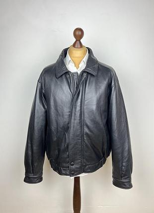 Eddie bauer usa leather down bomber jacket шкіряна куртка на пуху сша еді бауер