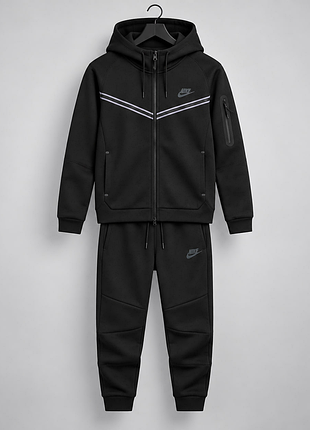 Зимовий чоловічий спортивний костюм nike чорний (тринитка на флісі)