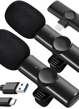 Мікрофон петличний бездротовий k11 wireless lavalier для iphone розʼєм lightning (2 шт.)