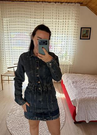 Жіноча джинсова приталена сукня сорочка плаття зара zara