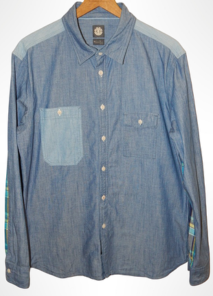 Сорочка шамбре з контрастними вставками на плечах і рукавах element. size l/48-50