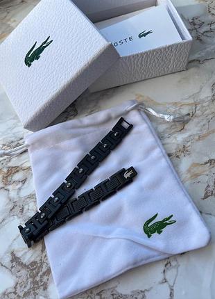 Чоловічий браслет lacoste — чорна нержавіюча сталь 316l, регульований розмір, стильний аксесуар