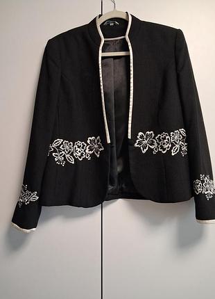 Жакет жіночий klass petite чорний з вишивкою xl / uk 16