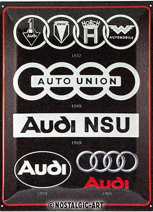 Плакат 30x40 audi logo evolution nostalgic-art (23306)
