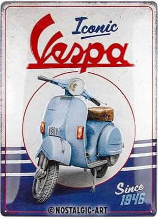Металева табличка 30 x 40 см vespa - iconic since 1946 nostalgic-art (23354)