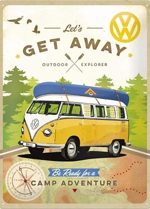 Металева табличка 30 x 40 см vw bulli - let's get away nostalgic-art.