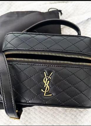 Сумка жіноча saint laurent чорна шкіряна стьобана